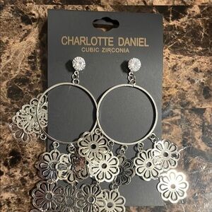 Charlotte Daniel Silver Floral Hoop Earrings